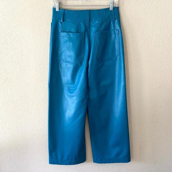 Anthropologie Maeve Colette Faux Leather Crop Wide-Leg Pants - Picture 3 of 10